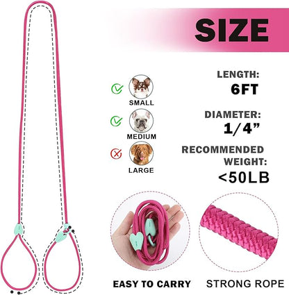 Dog Training Leash Slip Leads for Dogs 6 FT Slip Leash for Dogs Dog Lead with 6 Colors Strong Nylon No Pull Rope Dog Leash Dog Leashes for Small Medium Dogs (Rose Red)