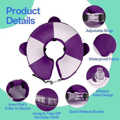 MIGOHI Soft Inflatable Dog Cone Collar,Lightweight Recovery Neck Donut Collar for Dogs After Surgery - Comfortable E-Collar for Small Dogs to Stop Licking Wounds, Dog Cats Spay & Neuter (S,Purple)