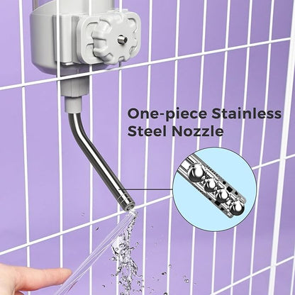 VANNON Top Fill Dog Water Dispenser for Cage, 23oz Auto Feeding Crate Water Bottle for Dogs, Cats & Rabbits, Pet Nozzle Diameter: 12mm, BPA Free, Grey