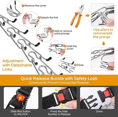Generic Dog Prong Training Collar with Nylon Cover Comfort Tips and Quick Release Snap Buckle, Dog Classic Collar and Dog Leash for Small, Medium, Large Dogs