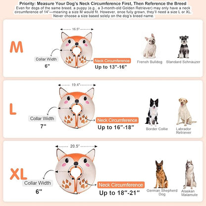 BEAUTYZOO Inflatable Dog Cone Collar Alternative After Surgery, Soft Donut Recovery E-Collar for Large & XL Dogs Girls Boys, Adjustable Pet Neck Cone to Stop Licking Wounds, XL