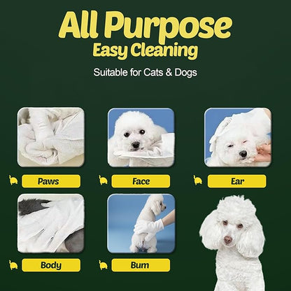 Petazy Dog Wipes for Paws and Butt – 100 Count (8x8in) Hypoallergenic, Deodorizing Pet Wipes for Dogs and Cats | Extra Large, Plant-Based, Unscented | Travel Size, Single On-the-Go Pack
