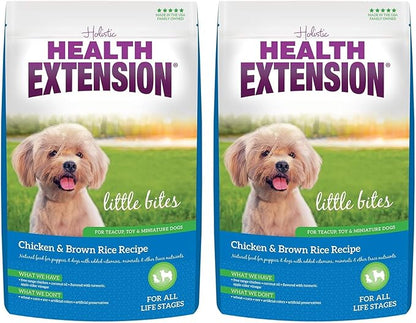 Health Extension Little Bites Dry Dog Food for Toy and Small Breeds, Chicken & Brown Rice Recipe, with Probiotics & Superfoods for Digestion & Coat Health, 4 lb Bag (Pack of 2)