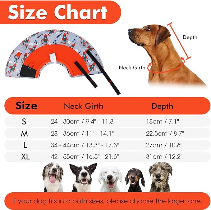 Allroaring Dog Cone, Soft Dog Cone Collar to Stop Licking, Adjustable Cones for Medium Dogs, Comfy Pet Recovery Collars & Cones Alternative for After Surgery Wound Healing, Red M
