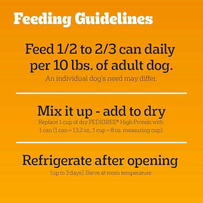 Pedigree High Protein Wet Dog Food, Adult Soft Canned Dog Food, Chicken & Turkey Flavor, 13.2 oz Cans, 12 Count