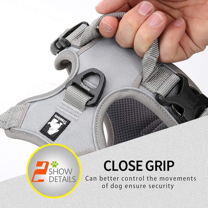 JUXZH Truelove No Pull Dog Harness with Easy Control Handle and 2 Leash Attachments,Reflective Adjustable Pet Vest