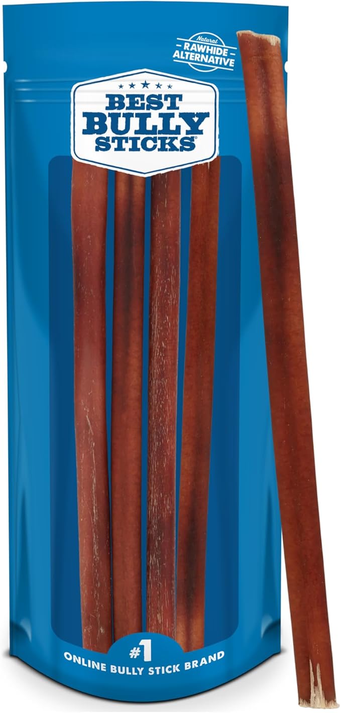 Best Bully Sticks 12 Inch Bully Sticks - 8 oz (Pack of 1) - Natural Grass-Fed, Grain and Rawhide Free, Perfect for Medium or Large Canines