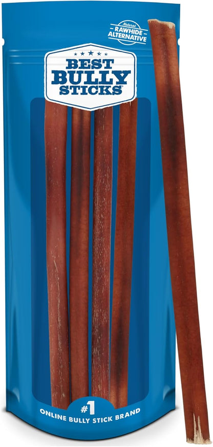 Best Bully Sticks 12 Inch Bully Sticks - 8 oz (Pack of 1) - Natural Grass-Fed, Grain and Rawhide Free, Perfect for Medium or Large Canines