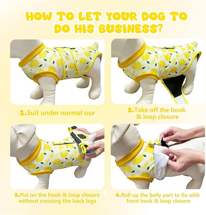 Dog Surgery Recovery Suit, Abdominal Surgical Suit for Male Female Dog Post Spay Neuter, Breathable Pet Onesie E-Collar & Cone Alternative, Surgery Shirt to Prevent Licking, Yellow, X-Large