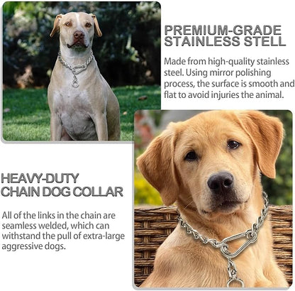 304 Stainless Steel Metal Chew Proof Dog Collar and Leash Extension - Anti Winding, Training and Walking (Small: 18in x 2.5mm, Neck Max 16in)