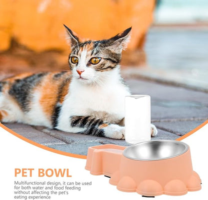 KALLORY Automatic Stainless Steel Dog Bowl with Water and Food Dispenser, Wear-Resistant Pet Feeding Container for Puppies and Dogs, Orange-Pink, Suitable for Home Use