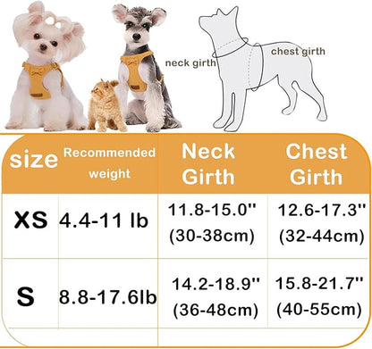 Cute Small Dog Harness and Leash Puppy Set with Bowtie,Step in Dog Harnesses,Soft Adjustable Cat & Dog Vest,Harness for Small Cats & Dogs Walks and Parties(Yellow,S:Weight 8.8-17.6lb)