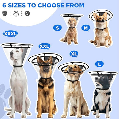 BONTHEE Clear Dog Cone Collar–Extra-Long Recovery E-Collar for Dogs, Transparent Adjustable Dog Cones Alternative for Small Large Medium Size Dogs,Protective Neck Brace with Soft Edges-XXXL