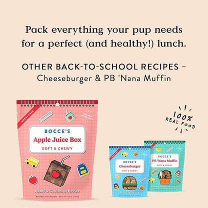 Bocce's Bakery Apple Juice Box Treats for Dogs, Wheat-Free Everyday Dog Treats, Made with Real Ingredients, Baked in The USA, Natural Soft & Chewy Cookies, 6 oz