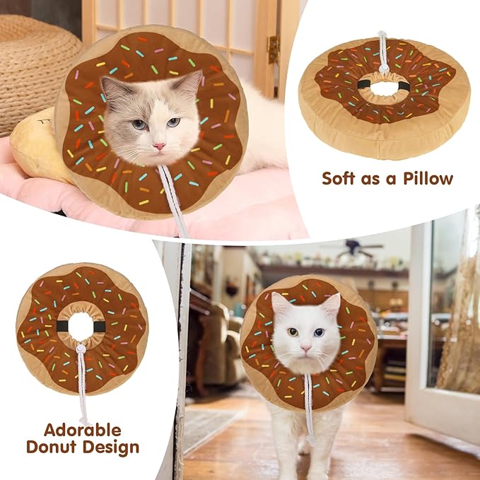 BEAUTYZOO Cat Cone Collars Soft, Cat Recovery E Collars After Surgery to Stop Licking, Adjustable Elizabeth Circle Collar Cute Pet Donut Pillow for Cats Kitten Small Dogs