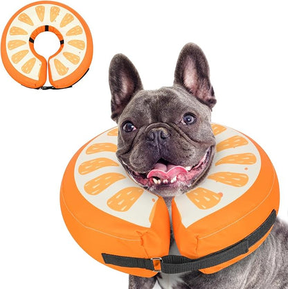 MIDOG Soft Inflatable Dog Cone,Donut E-Collar Alternative for After Surgery, Prevents Licking,Allowing Normal Eating & Vision,Comfortable Recovery Collar for Small Medium Large Dogs & Cats, Orange-M