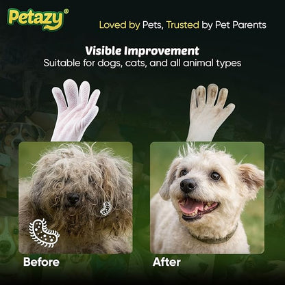 Petazy Pet Glove Wipes for Dogs & Cats – Hypoallergenic Thick Cleaning Gloves with Aloe & Coconut Oil for Paws, Face, Ears & Butt, Instant No Rinse Grooming Wipes to Deodorize and Hydrate, 50 Pack