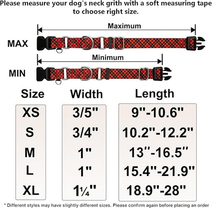 Christmas Martingale Collar for Dogs Plaid Dog Collars for Small Medium Large Dogs with Buckle Adjustable Soft Nylon Dog Collar (Red Plaid, Medium)