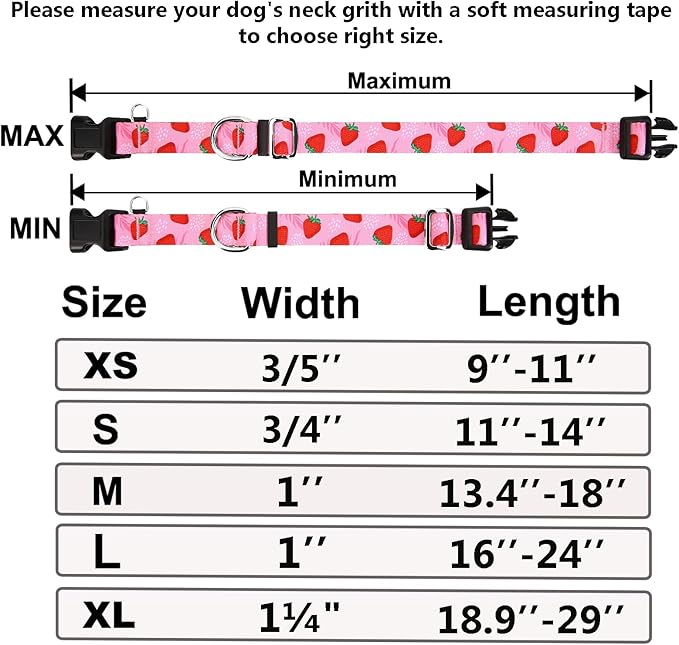 Martingale Collar for Dogs with Buckle Nylon Limited Slip No Pull Training Dog Collars (Pink Strawberry, XLarge)