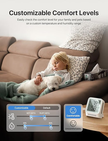 X-Sense WiFi Thermometer Indoor Hygrometer, Digital Temperature Sensor with App Notification Alerts, Temperature Humidity Meter for Room, Data Storage Export at No Charge, 3 Sensors & 1 Base Station