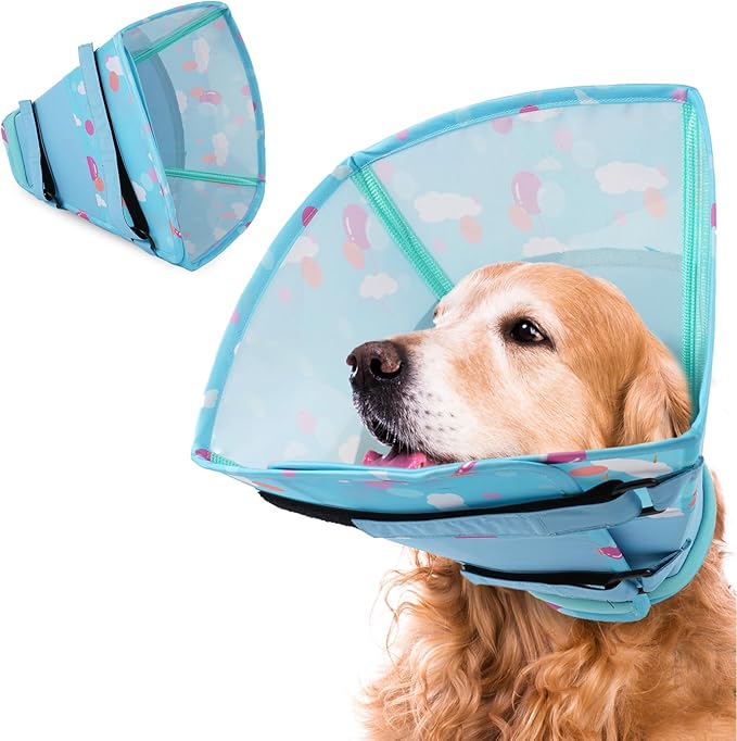 Comfortable Dog Cone - Soft Dog Cone Collar for Small Dogs,Adjustable Recovery Cone for Dogs to Stop Licking,Cute Pet Head Neck Elizabethan Cone,Cone Alternative After Surgery,S,Blue