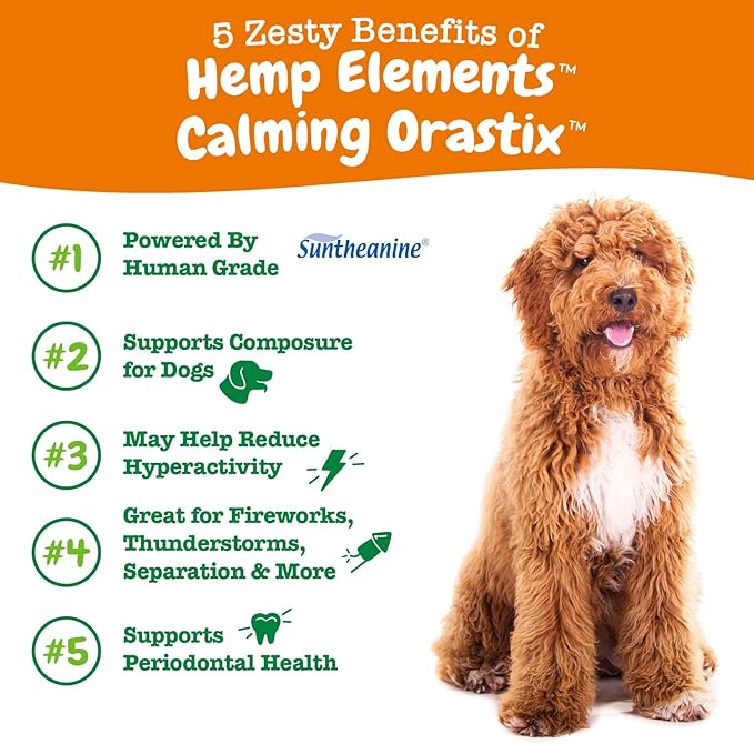 Zesty Paws OraStix for Dogs - Calming Dental Sticks for Stress with Hemp Melatonin Chamomile Dog Healthy Teeth and Gums Calm Composure for Fireworks and Thunderstorms - 25oz (Pack of 2)