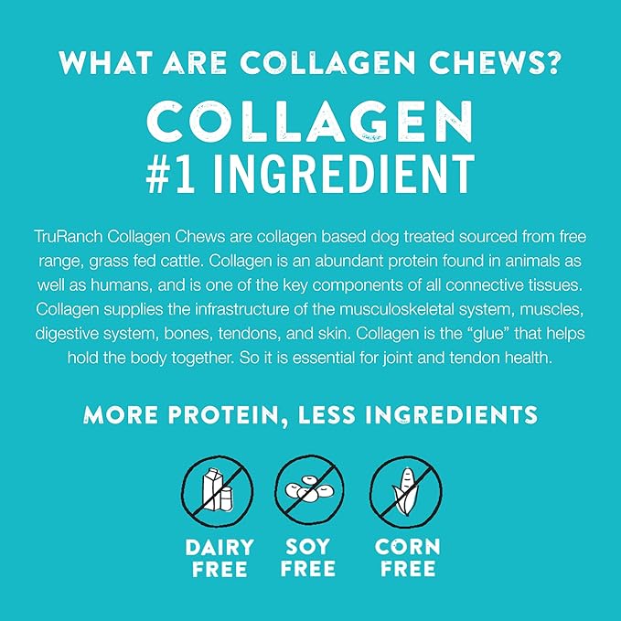 TRURANCH Collagen Chips - Collagen Dog Treats - Long Lasting Healthy Joint Support - Rawhide Alternative Chips - Skin & Coat Health - Made with Real Peanut Butter, Value Pack, 15 Bag, 7.5 lbs