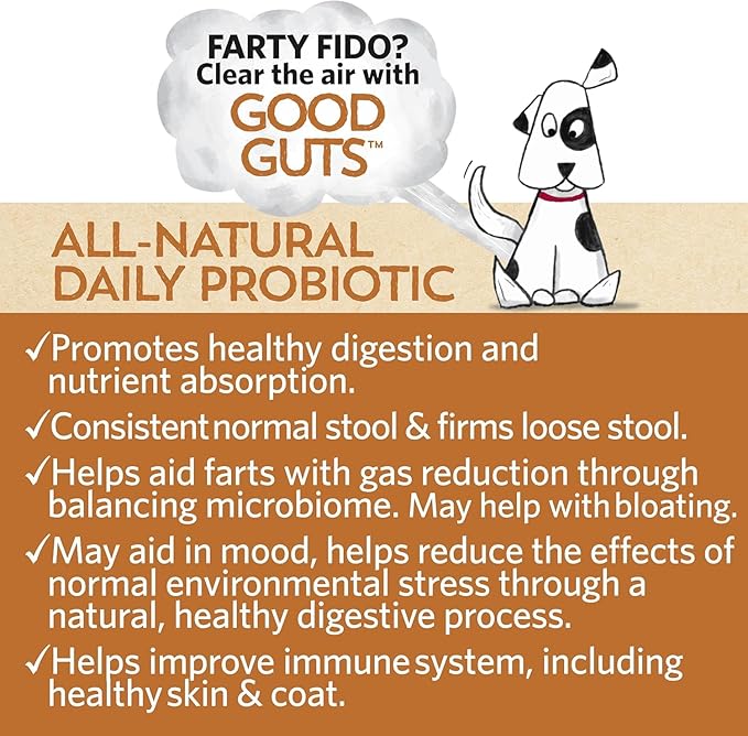 Fidobiotics Good Guts for Big Mutts Probiotic for Dogs, 12 Billion CFUs, 11 Strains, 5 Digestive Enzymes, 2 Prebiotics, Digestive Gut Health for Dogs, Adult & Puppy Probiotics Supplements, Pack of 2
