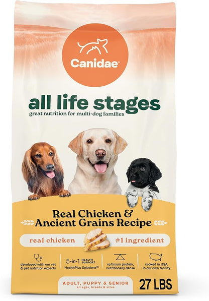 Canidae All Life Stages Real Chicken & Ancient Grains Recipe – High Protein Premium Dry Dog Food for All Ages, Breeds, and Sizes– 27 lbs.