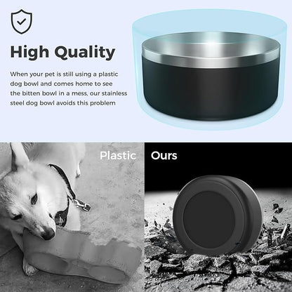 WENBOKMIN Dog Bowl, Stainless Steel Dog Food and Water Bowl with Non Slip Quiet Bottom, Easy to Clean, Dishwasher Safe, 40oz, Black