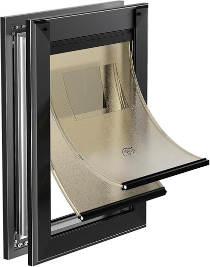MAVRICFLEX Heavy Duty Dog Door for X-Large Dogs Up to 220LBS, Aluminum Frame Dog Door with Double Sliding Panel and 2 Soft Flaps, Easy to Install, Extra-Large, Black