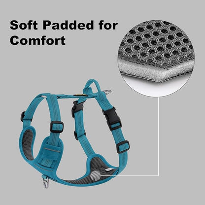 Plutus Pet No Pull Dog Harness, Reflective Adjustable Dog Vest Harness with Handle, Escape Proof, Soft Padded for Small Medium Large Dogs (Light Blue, XL)