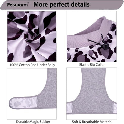 PetWarm Surgery Suit for Dogs, Dog Cone Alternative After Surgery, Covers Wounds, Prevents Licking, Fashionable and Protective, Lightweight and Breathable, Leopard Pattern, White, XL