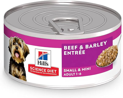 Hill's Science Diet Adult 1-6 Small & Mini Wet Dog Food, Beef & Barley, 5.8 oz. Cans, 24-Pack
