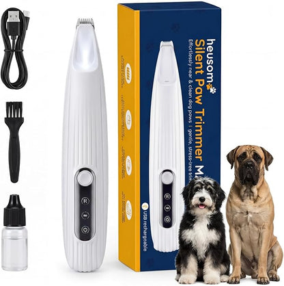 Silent Pet Paw Trimmer | Cordless Shaver for Dogs, Cats, Big & Small Animals with Light | Rechargeable Home and Salon Grooming Tool for Paws, Face, Ears, Butt