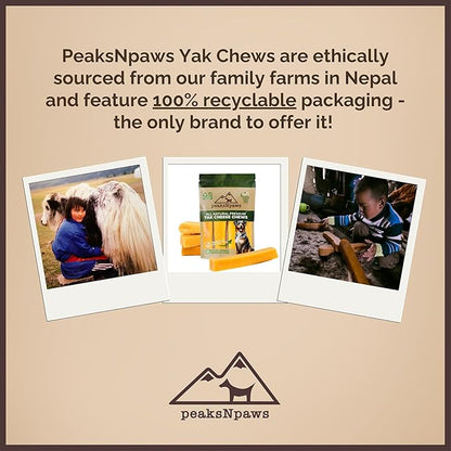 peaksNpaws Himalayan Dog Chews, High Protein Yak Cheese, Lactose Free, Natural Pet Treat, Long Lasting Chew Stick for Aggressive Chewers Under 15 lbs, 10 Small Sticks, 100% Eco-Friendly Packaging