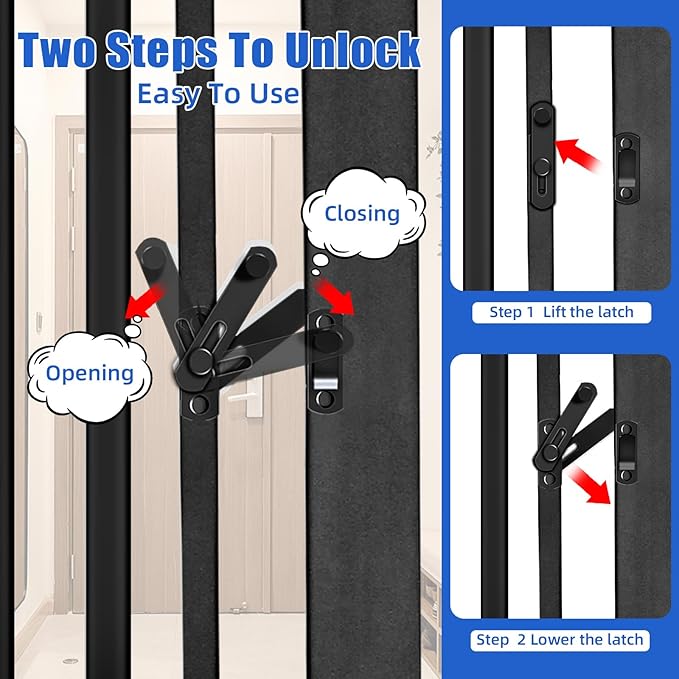SHYUJAJIE 55 Inch Extra Tall Pet Gate for Cats,29.92"-48" Adjustable Wide Dog Gates,Pressure Mounted Walk Through Tall Pets Gate for Doorways,Hallway,Stairs(Black)