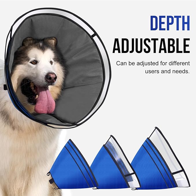OneTigris Elizabethan Collar Soft Dog Cone for Dogs After Surgery, Breathable Pet Recovery Collar for Large Medium Small Dogs and Cats, Adjustable Dog Cone Collar (Blue, L)