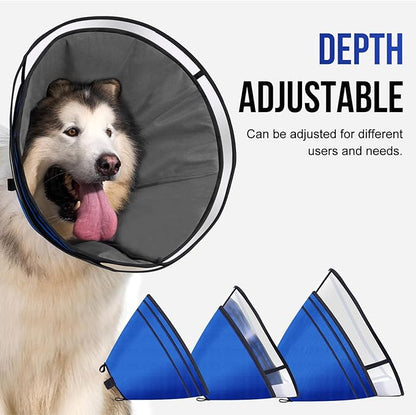 OneTigris Elizabethan Collar Soft Dog Cone for Dogs After Surgery, Breathable Pet Recovery Collar for Large Medium Small Dogs and Cats, Adjustable Dog Cone Collar (Blue, XL)