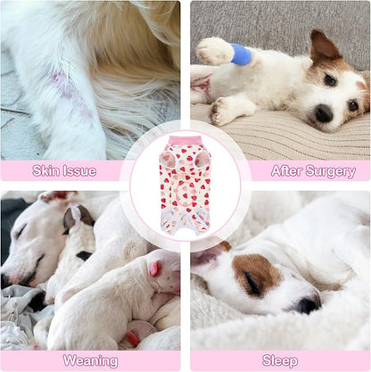 Coppthinktu Recovery Suit for Dogs After Surgery, Dog Onesie Surgery Recovery Suit for Female Spay, Soft Surgical Pajamas Bodysuits for Puppy to Prevent Licking Dog Cone Alternative Strawber XL