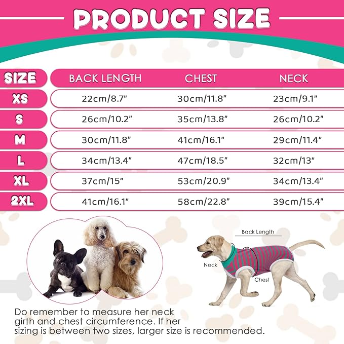 Dog Recovery Suit, Puppy Surgical Pajamas Bodysuit for Dogs Cats After Spay Neuter Surgery Abdominal Wound Bandages, Striped Onesie Pant for Shedding Skin Disease, Anti-Licking Cone Alternative XS