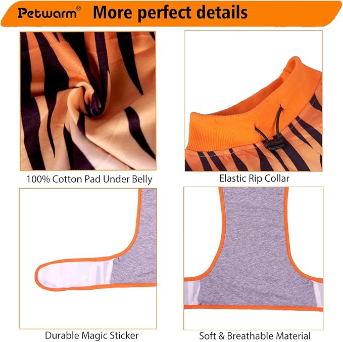 PetWarm Dog Recovery Suit, Surgical Suit for Dogs Female Spay Male Neutered, Dog Onesie for Surgery, Anti-Licking Dog Surgery Recovery Suit, Leopard Pattern, Yellow, L