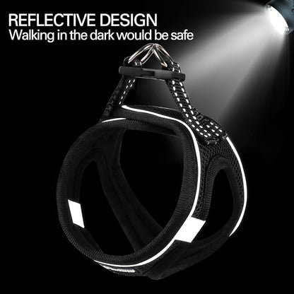 Dog Harness for Small Dogs, Small Dog Harness and Leash Set, Honeycomb Grid, Reflective Lightweight Harness & Anti-Twist Pet Lead (Multi Color, XS-Black)