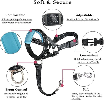 BARKLESS Dog Head Collar, No Pull Head Halter with Soft Padding, Reflective Soft Padded Snout Harness for Large Dogs, Labrador, Golden Retrievers, German Shepherd