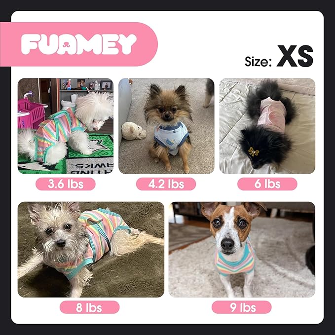 FUAMEY Surgery Recovery Suit for Small Dogs Cats,Dog Surgery Suit Female Spay Male Dogs Neuter Recovery Shirt Dog Onesie Anti Licking Abdominal Wounds Pet Bodysuit Skin Conditions Rose Dye XS