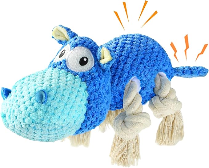 TOOPTATE Dog Toys for Aggressive Chewers - Dog Toys to Keep Them Busy Squeaky Dog Toys for Large Dogs (Blue, Medium)