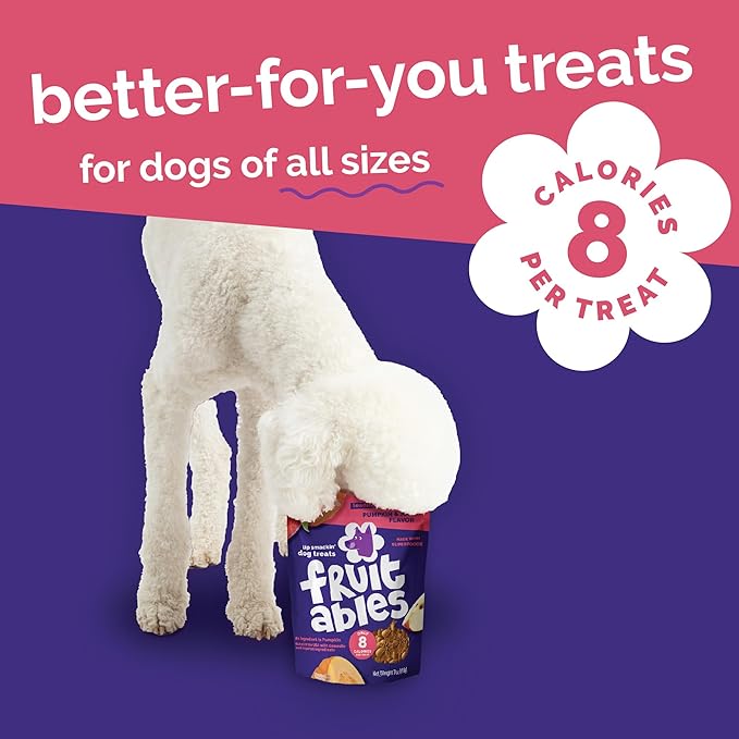 Fruitables Baked Dog Treats, Healthy Pumpkin Treat for Dogs, Low Calorie & Delicious, Pet Essential, Made with No Wheat, Corn & Soy, Made in the USA, Allergy Friendly, Pumpkin and Apple Flavor, 20 oz