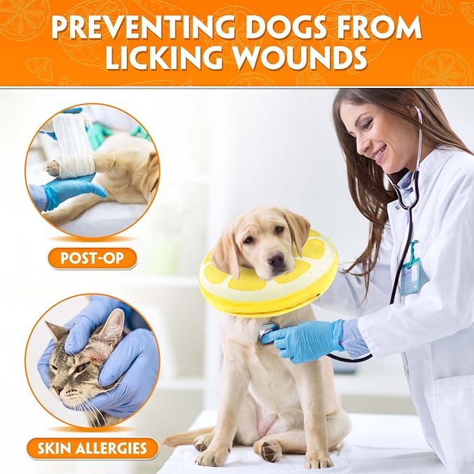 Inflatable Dog Cone, Protective Inflatable Collar for Large Dogs,Soft Adjustable Pet Cone Alternative After Surgery for Wound Healing and Prevent from Biting or Scratching,L(12.5"-18")