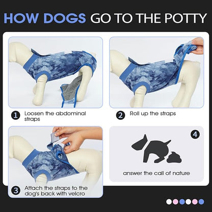 FUAMEY Recovery Suit for Dogs After Surgery,Soft Breathable Dog Bodysuit E-Collar & Cone Alternative Surgical Suit,Male Female Dog Neuter Spay Suits Anti Licking Wounds Onesie Blue Tie Dye XL