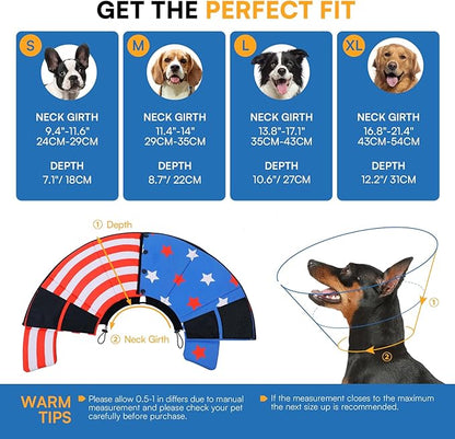 Queenmore XL Dog Cone, Soft Dog Cones for Large Dogs After Surgery, Cone for Dogs to Stop Licking, Pet Elizabethan Collar, Alternative to Recovery Collar for Pets, USAFlag XL